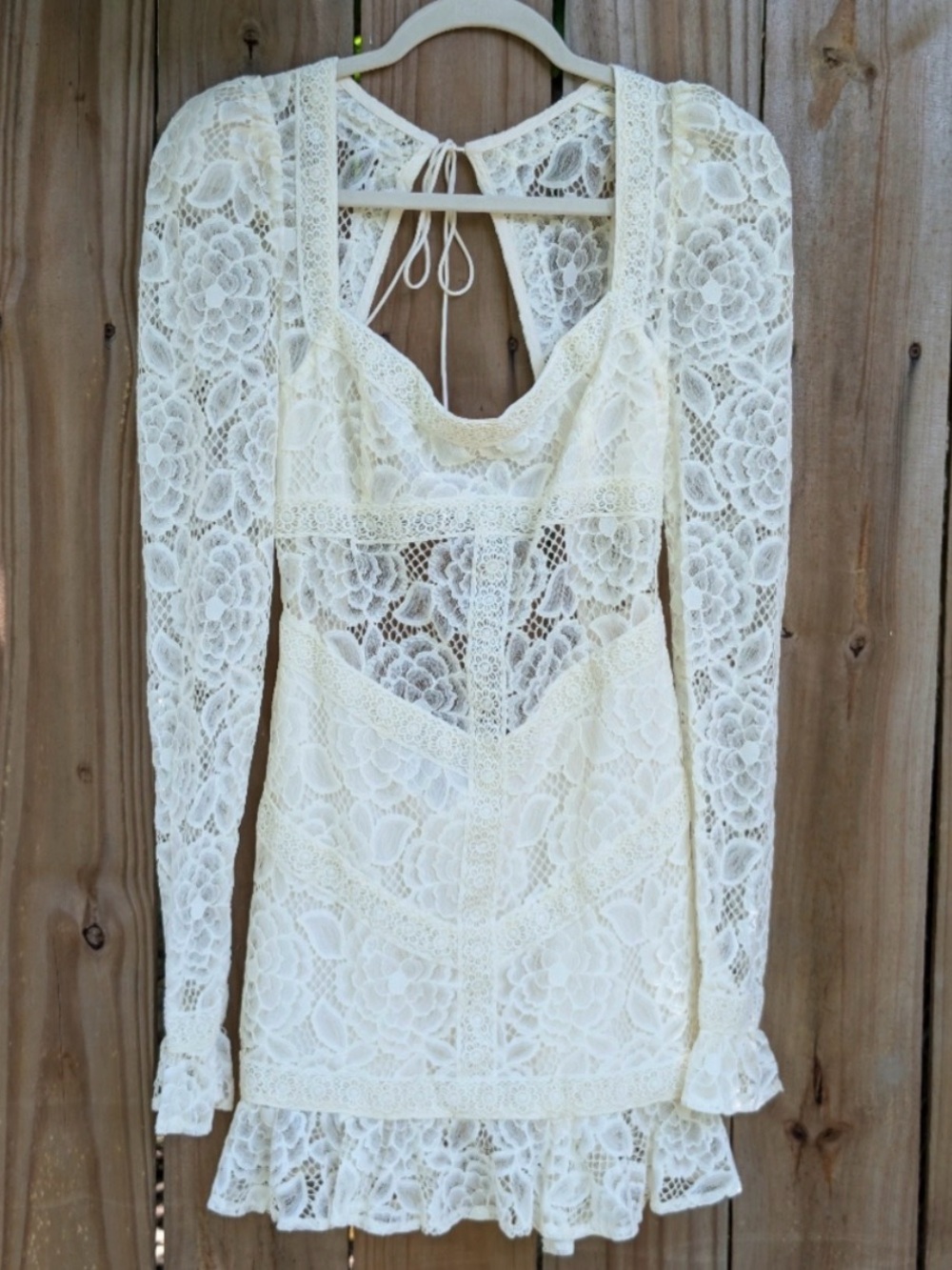 For Love & Lemons Cream Lace Mini Dress